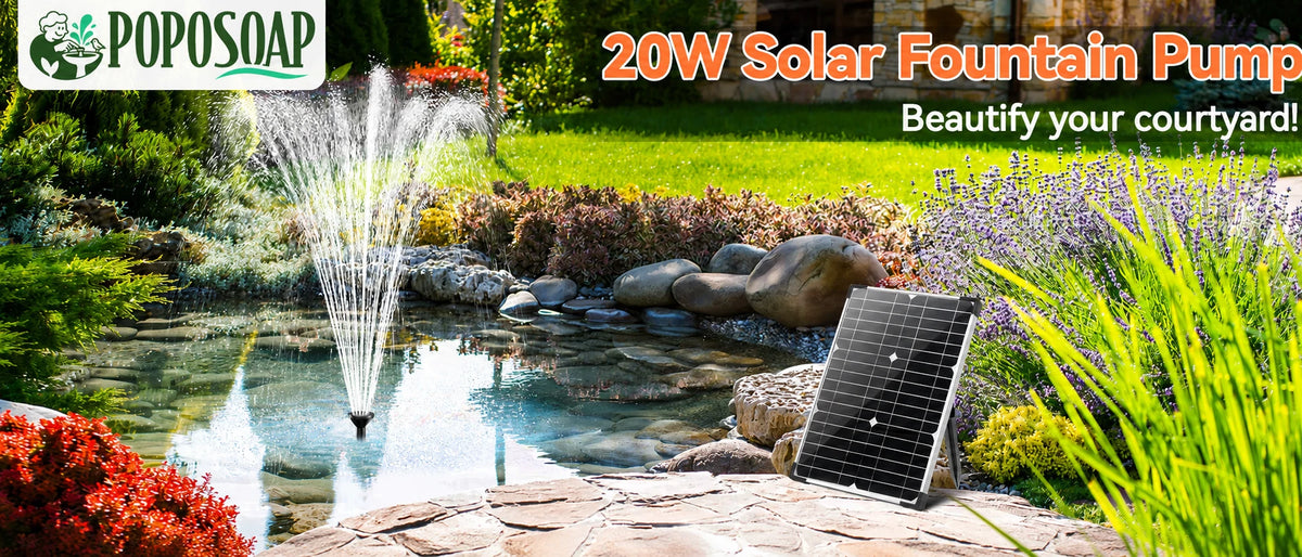 poposoap fountain solar powered water pump