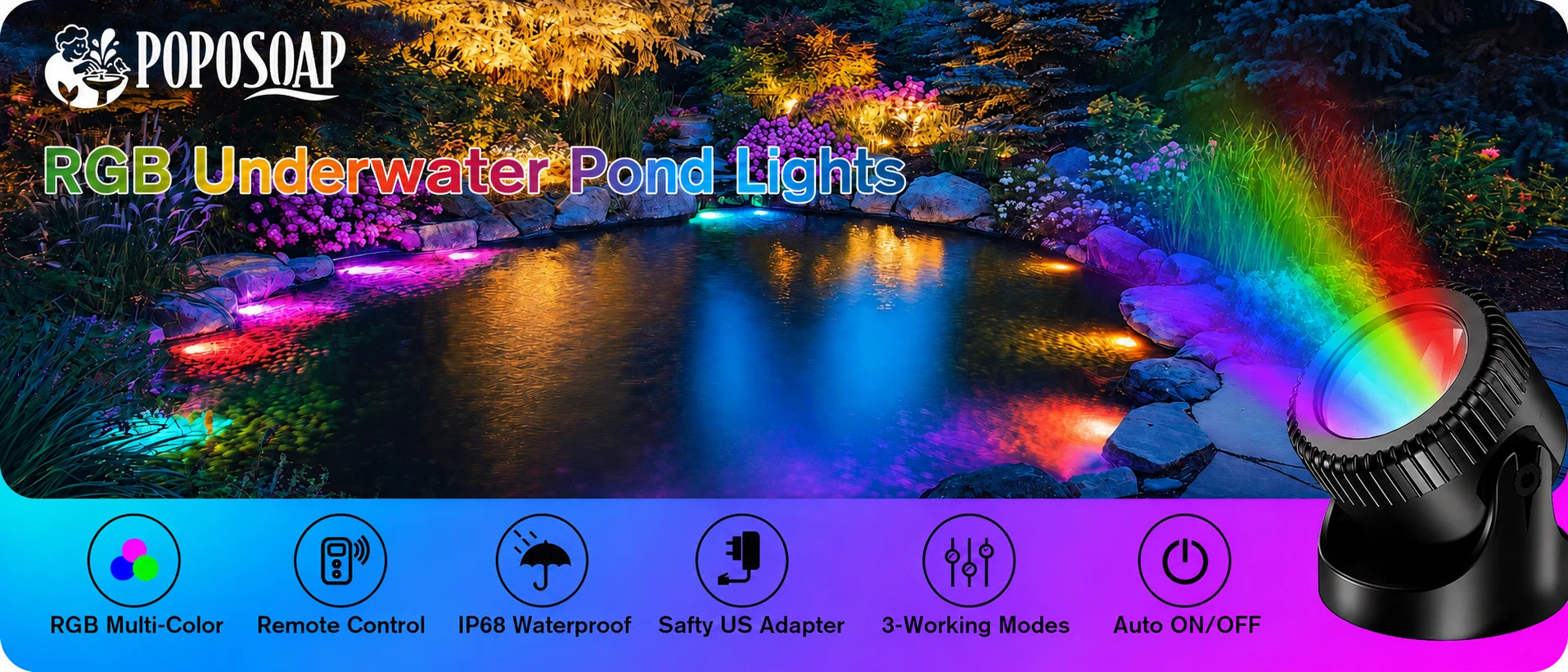 rgb underwater pond light