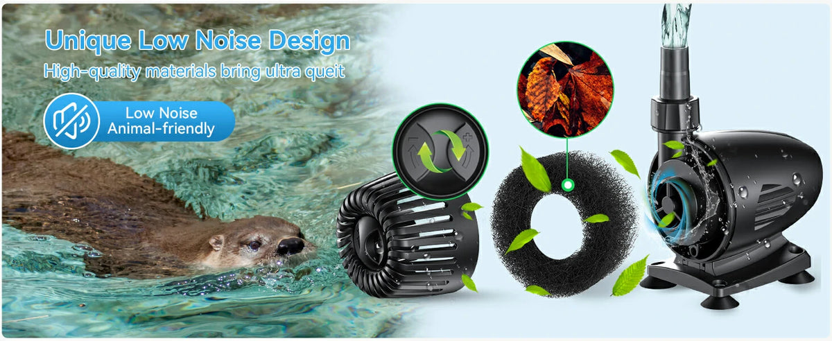 solar fountain pond pump low noise