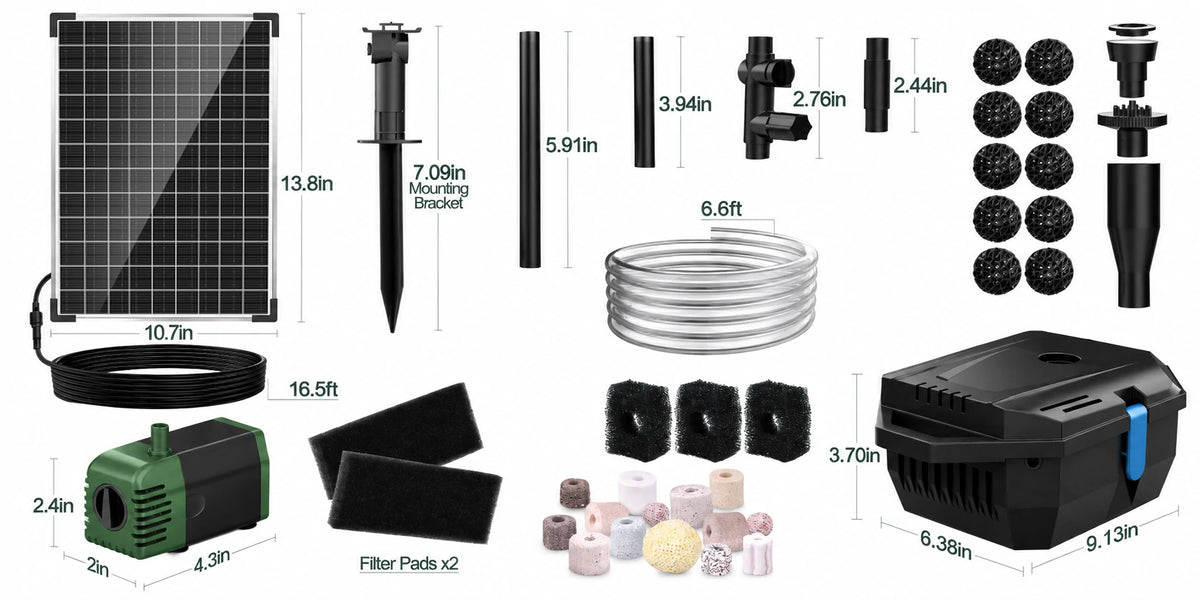 solar pond pump and filter system package