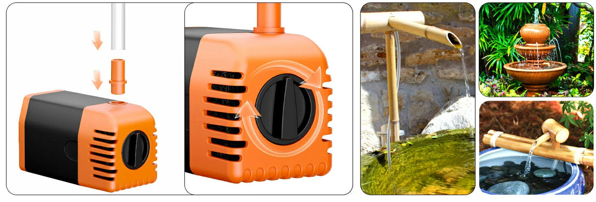 solar powered pump for water fountain tubing install