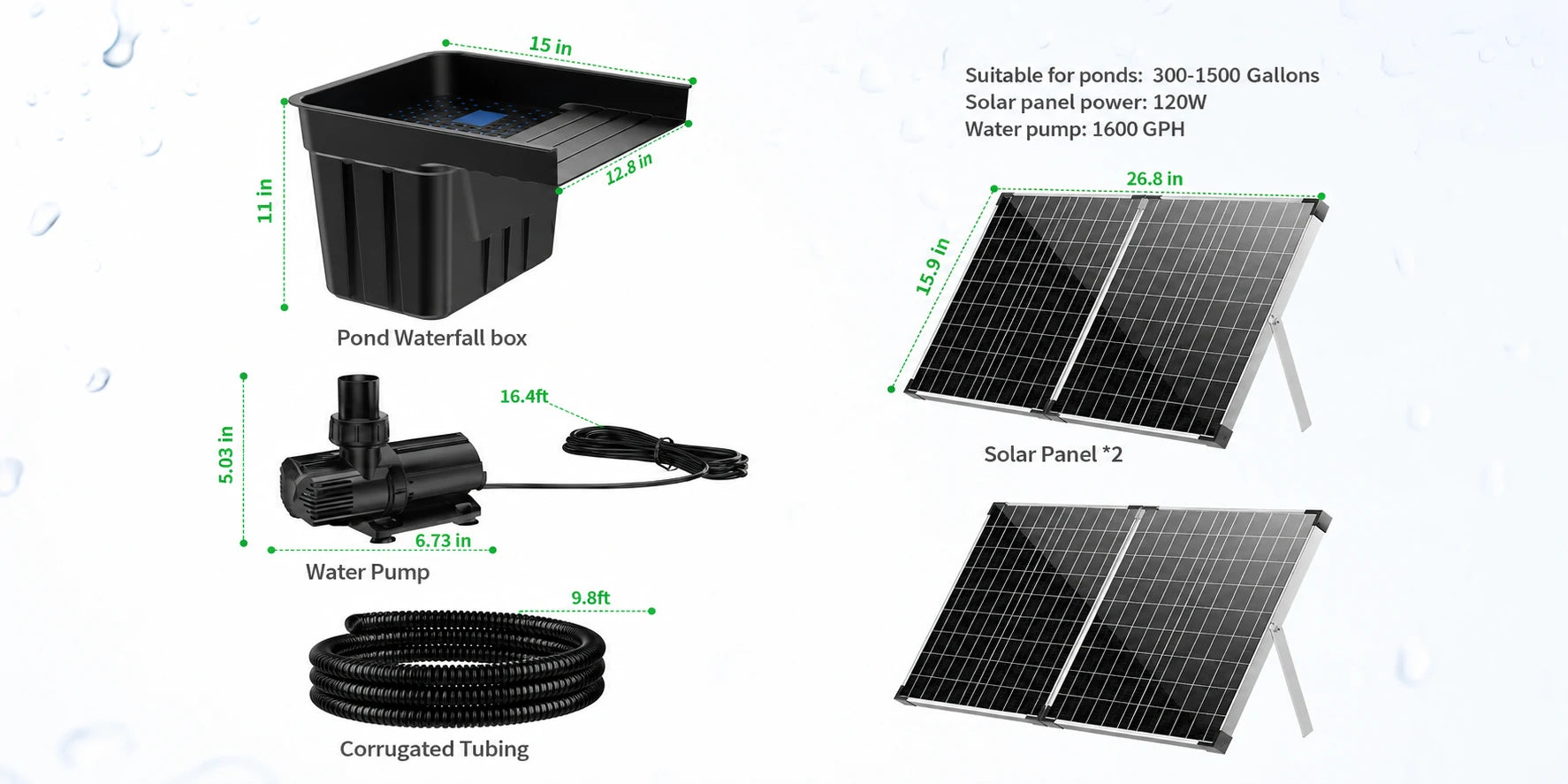solar pump for waterfall feature size mb