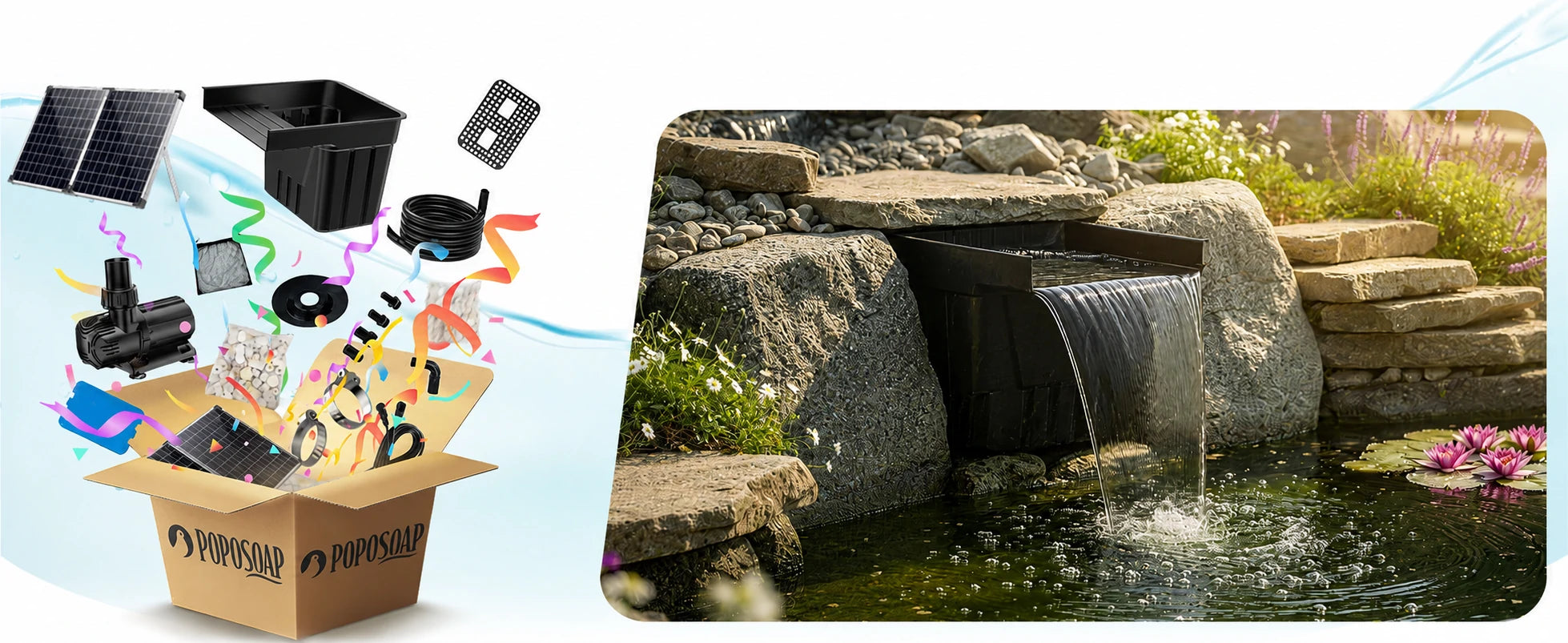 solar waterfall garden all in one kit