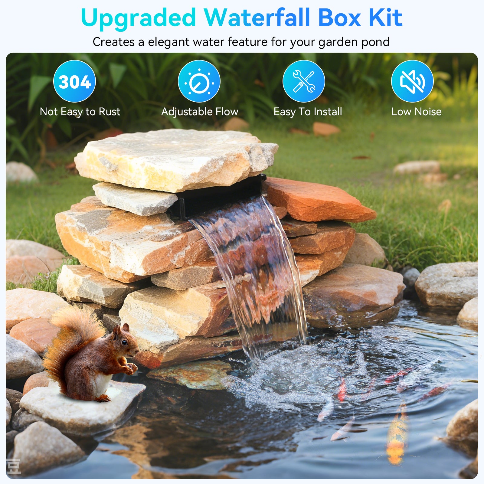 70W 580GPH Solar Waterfall Pump Kit with 12"x13.4" Spillway