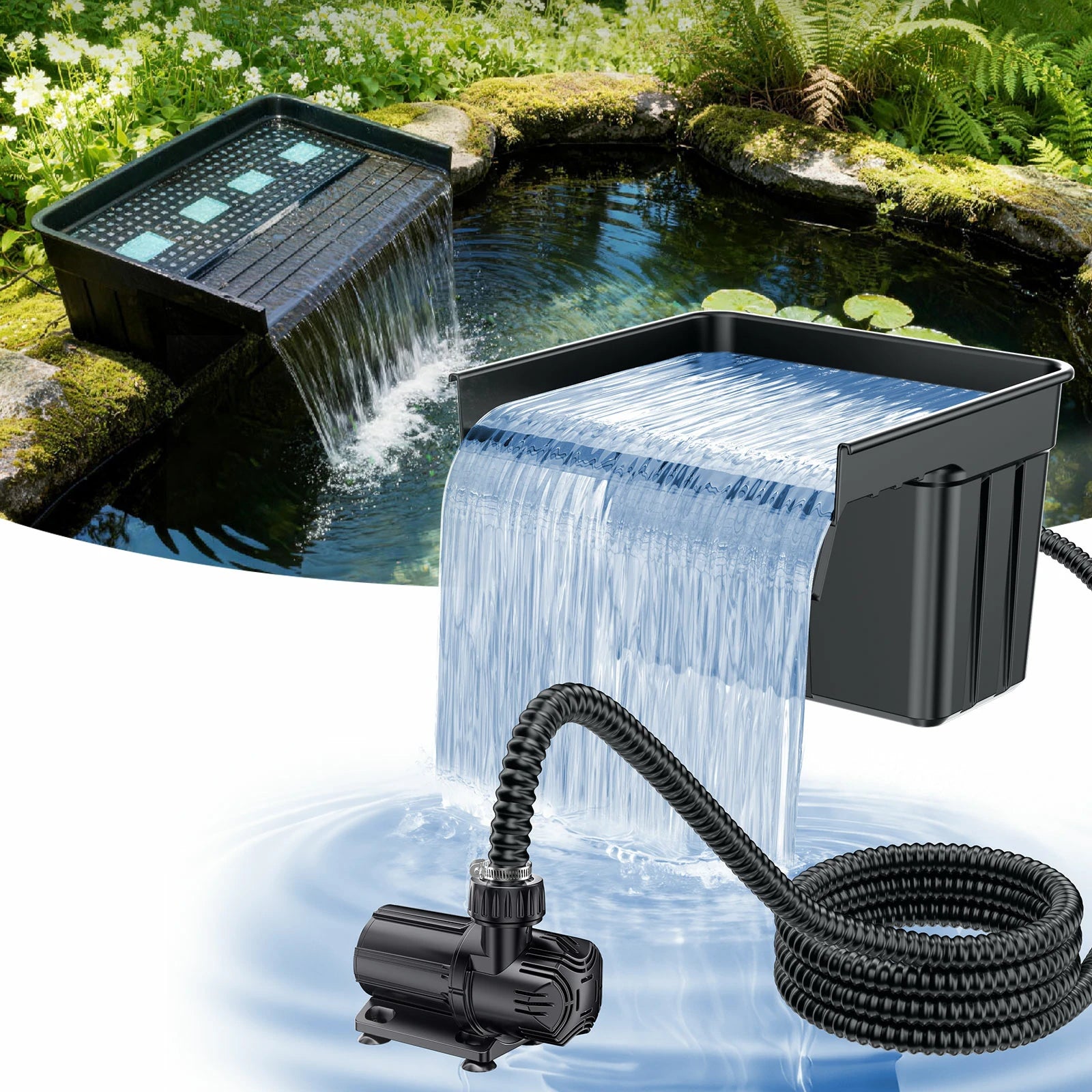 42W 1200GPH Waterfall Pump Kit with 17.7"x11" Spillway