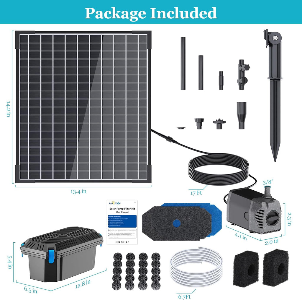 25W 320GPH Solar Water Fountain Pump Package Included
