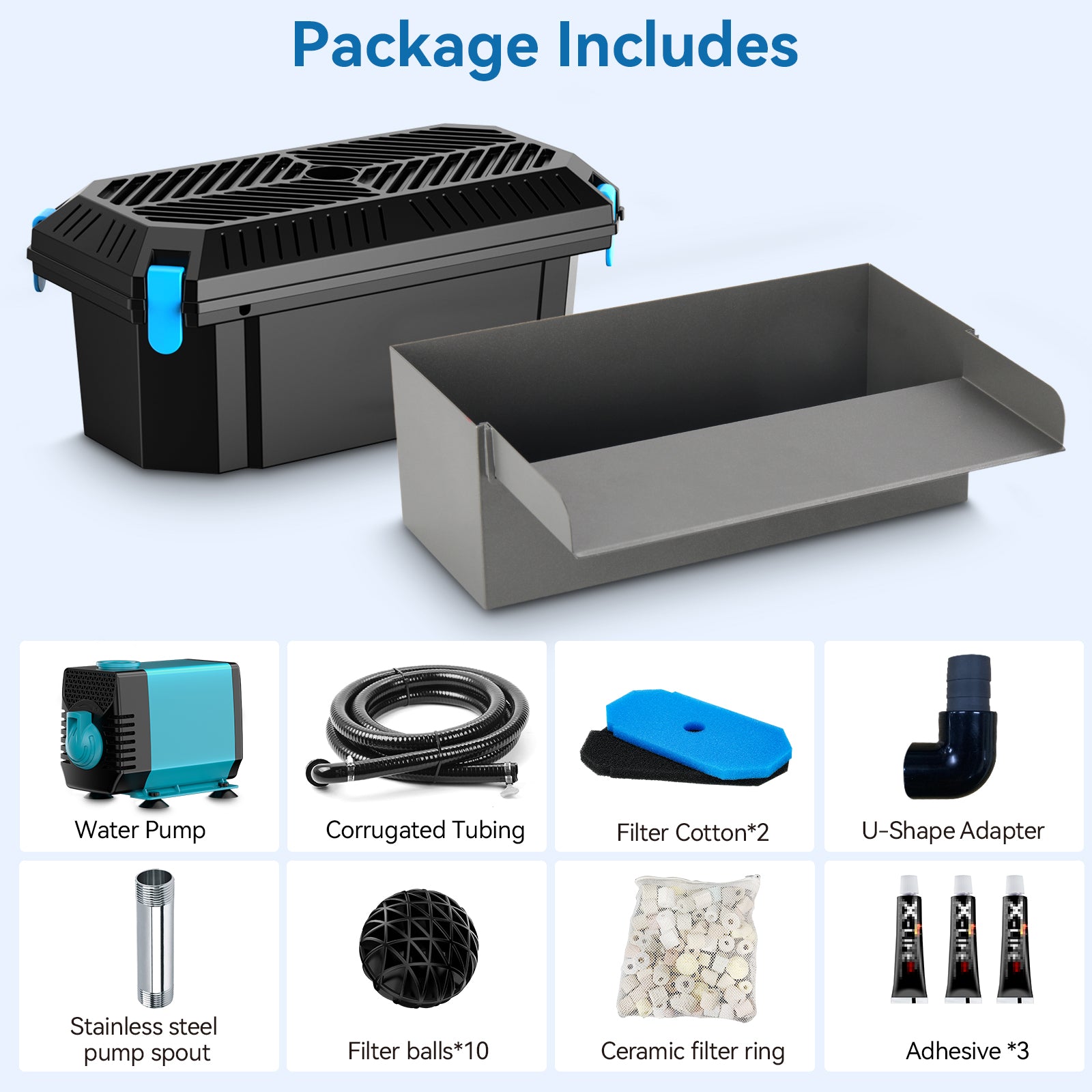 40W 660GPH Waterfall Spillway with Pond Filter Kit