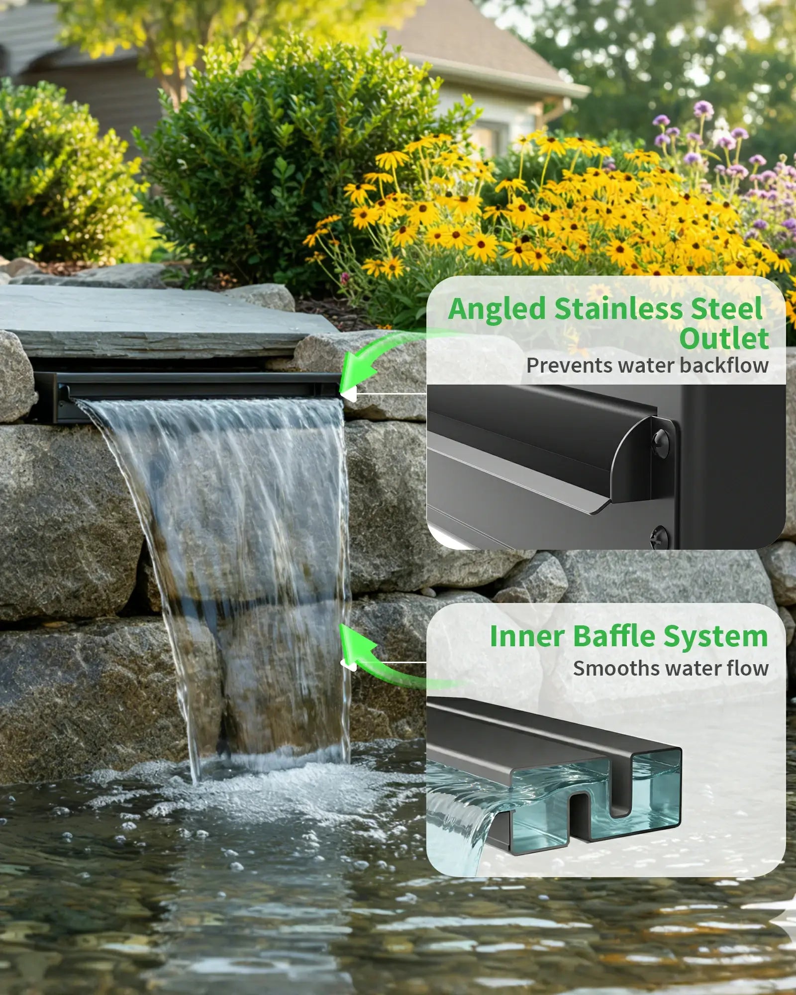 42W 1200GPH Waterfall Pump with 12" Waterfall Spillway