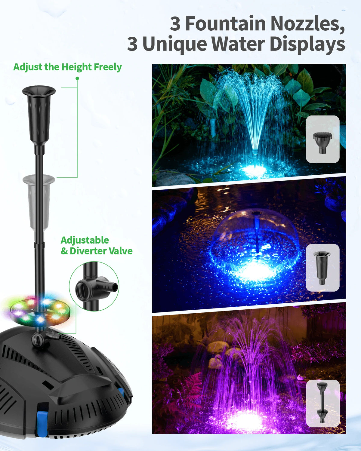 PF300 660GPH AC Pond Filter Fountain with Light