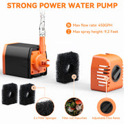 30W Solar Water Fountain Pump (Orange) - Strong Power Water Pump