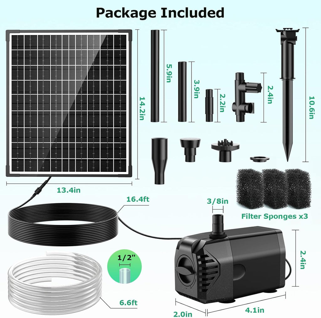 30W 450GPH Solar Water Fountain Pump Package Included