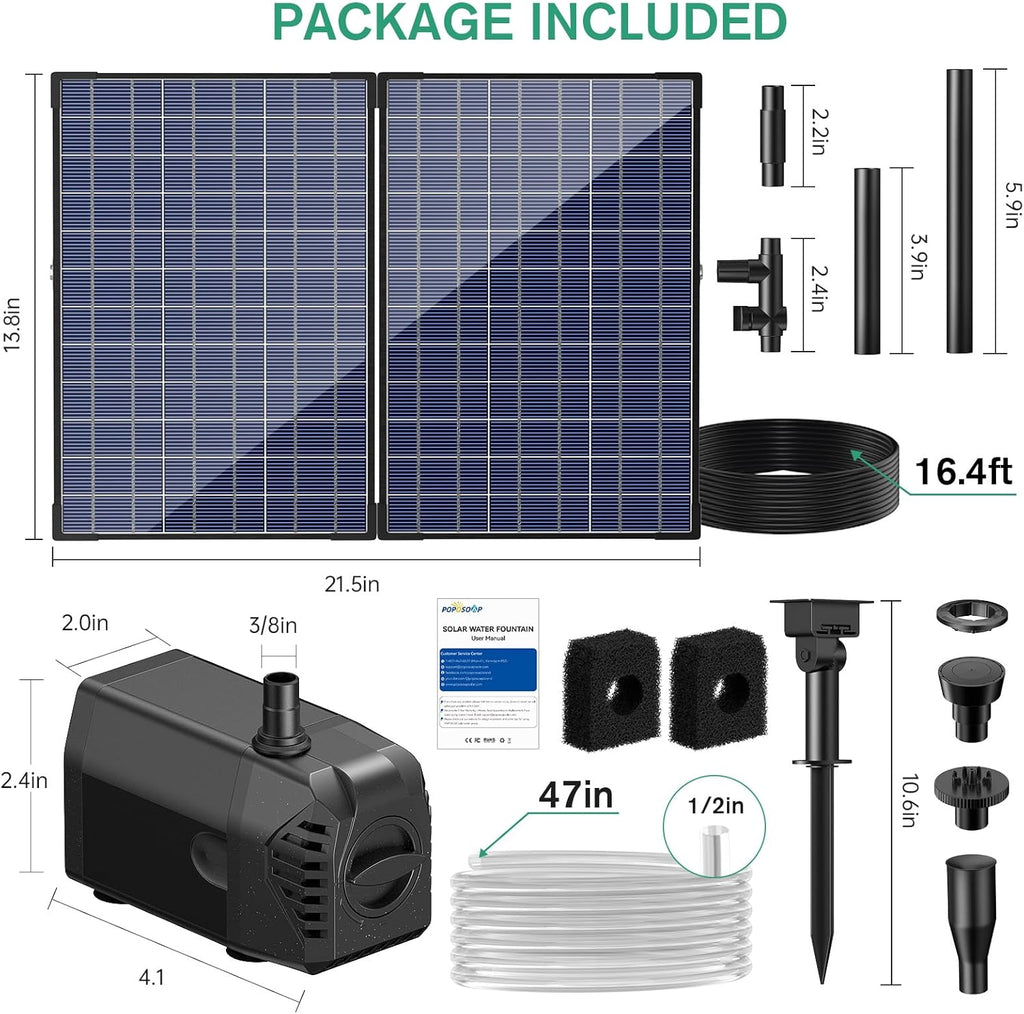 35W 340GPH Solar Water Fountain Pump Package Included