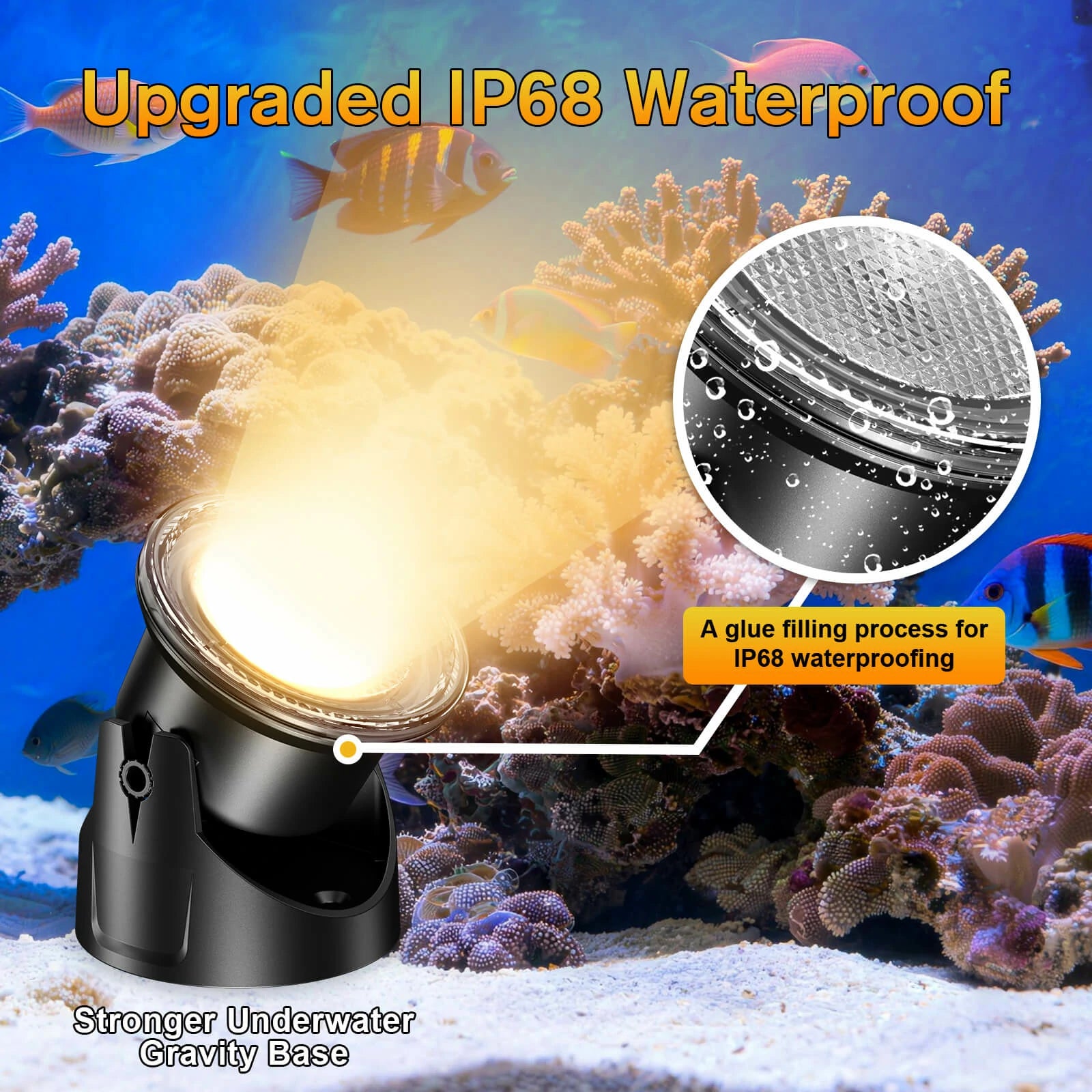 4-Head Warmwhite Underwater Pond Lights IP68 waterproof