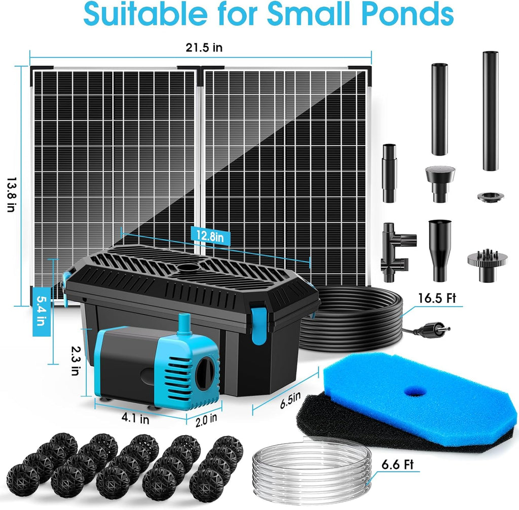 40W 480GPH Solar Pond Filter & Fountain Kit Package Included