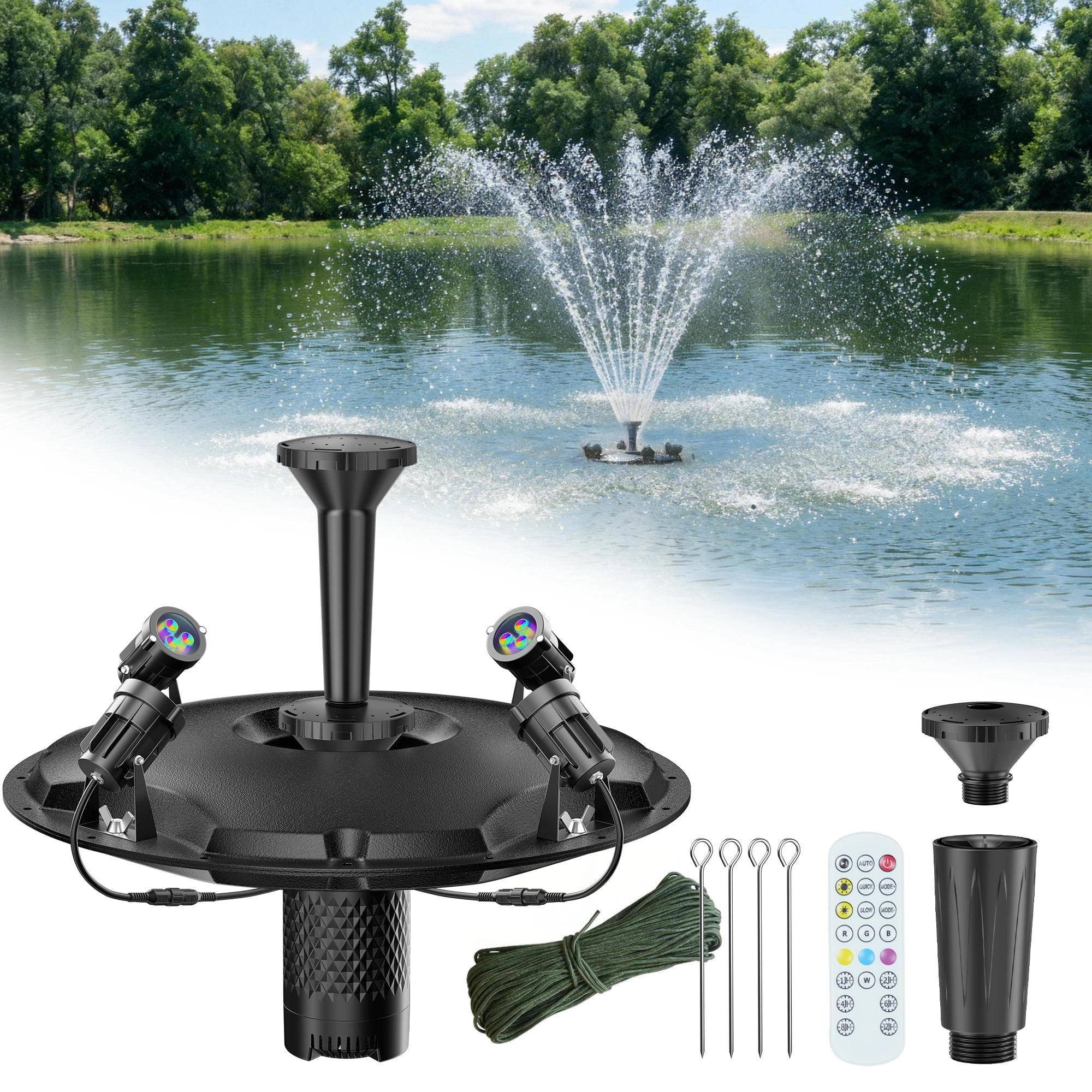 1200GPH Floating Fountain with LED Light