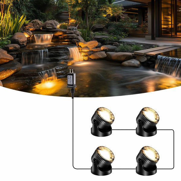 4-Head Warmwhite Underwater Electric Pond Lights