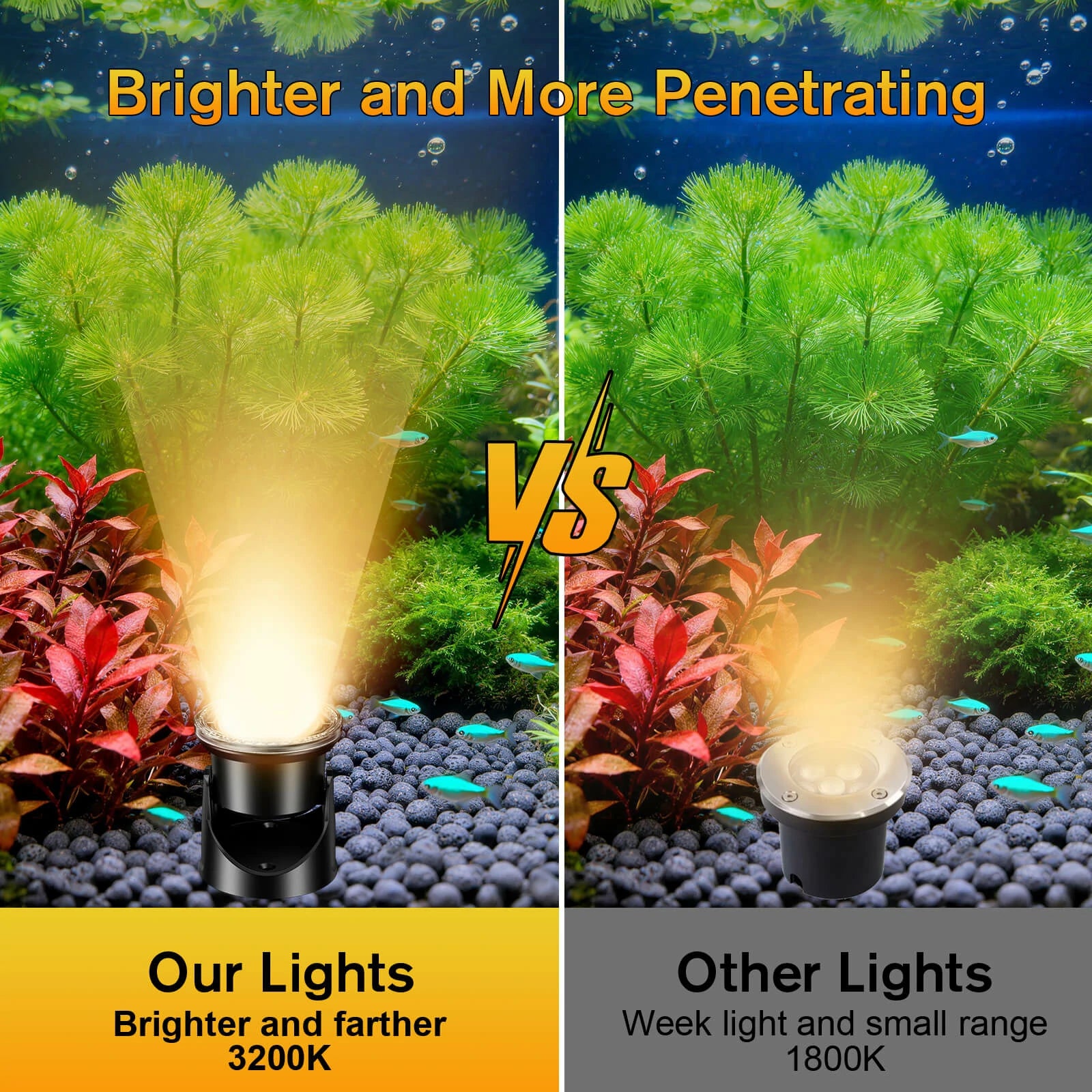 6-Head Warmwhite Underwater Electric Pond Lights with Memory Function