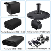 6′ x 6′ Pond Pro Kit | 5-in-1 Filter, Waterfall, Lights, Pond Liner & Underlayment