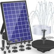 8W Solar Water Floating Fountain Pump - 3000mAh Battery, 100GPH, 10 Sprayers