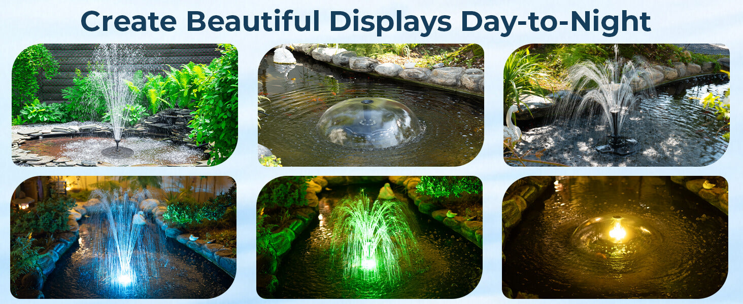 45W 660GPH Floating Fountain with LED Light