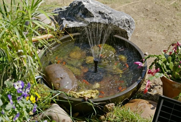 Garden fountain using the all-in-one water feature kit