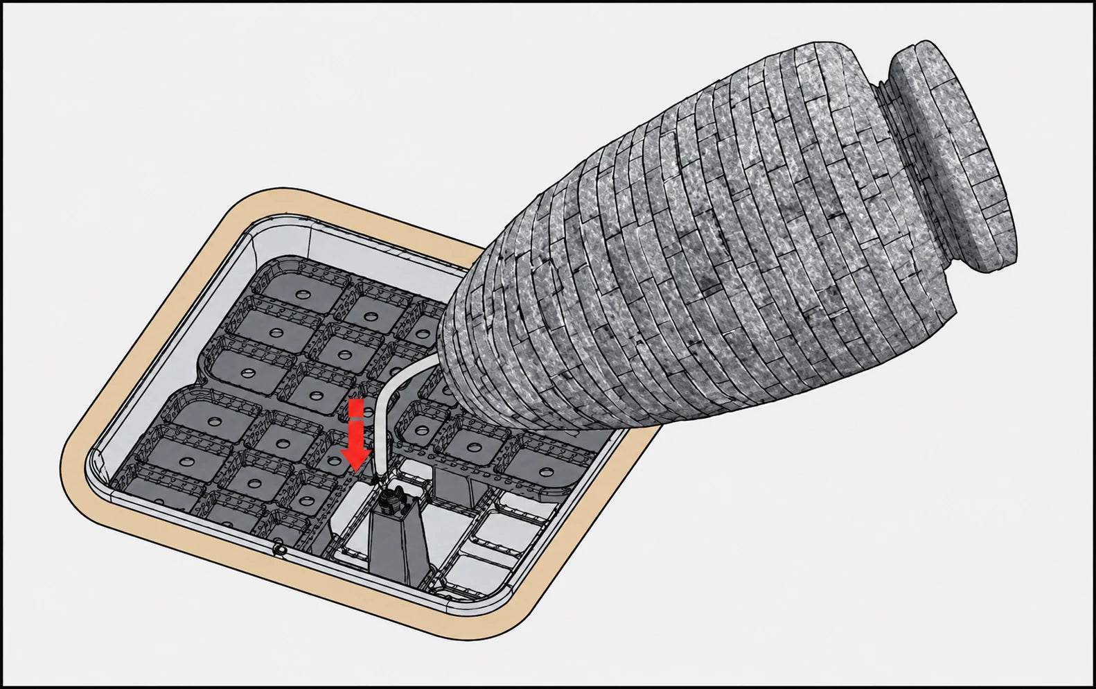 Attach lid to pondless waterfall vault
