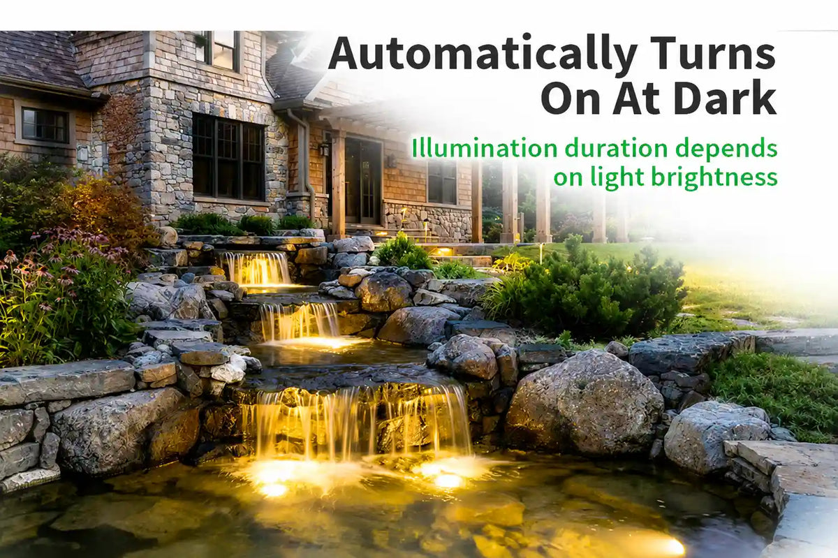 Auto‑on  solar pond led lighting