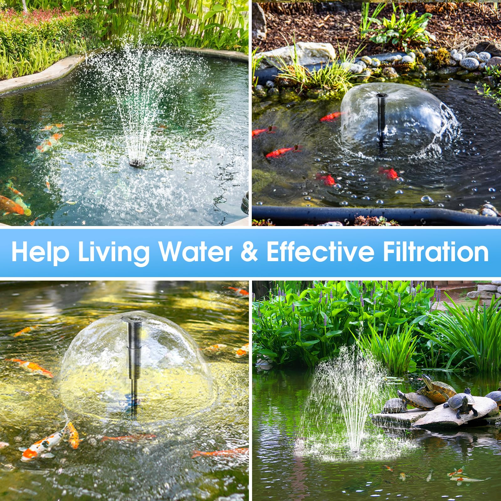 4′ x 4′ Pond Decor Kit | 3-in-1 Filter, Waterfall & Lights