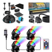 5′ x 5′ Pond Decor Kit | 3-in-1 Filter, Waterfall & Lights
