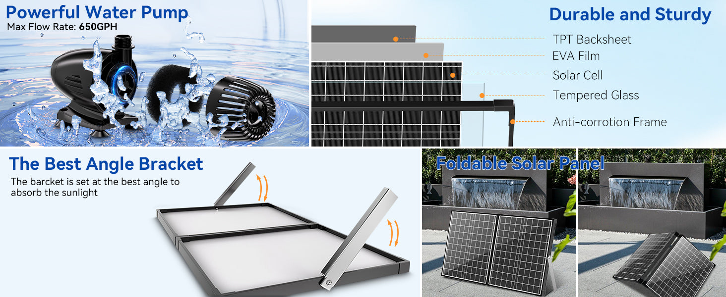 Powerful Water Pump & Durable and Foldable Solar Panel