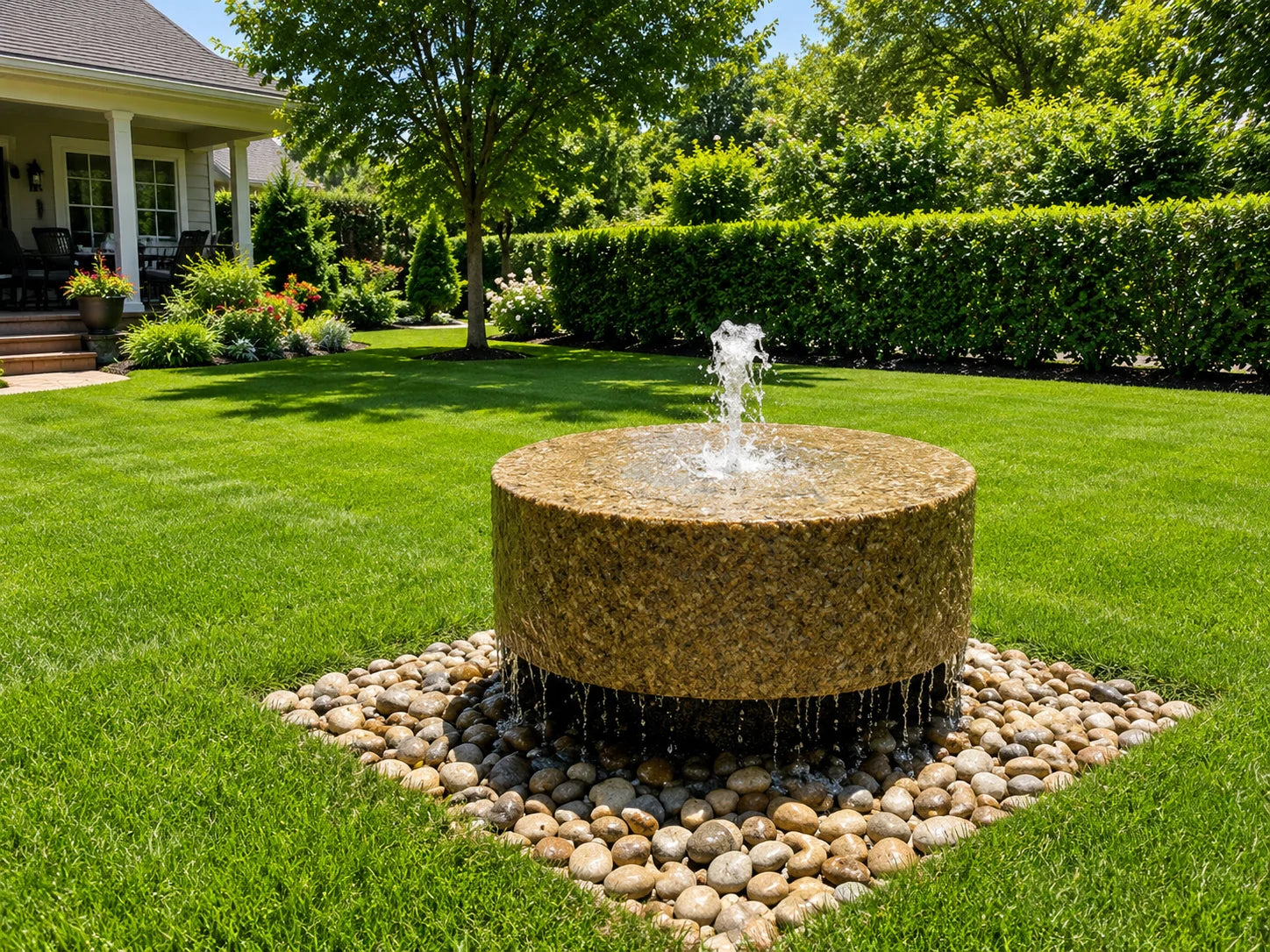 basin for pondless waterfall Cylindrical fountain