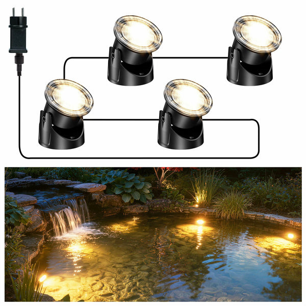 4-Head Warmwhite Underwater Pond Lights