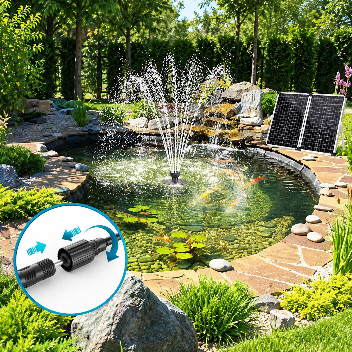 connect solar power pond filter power