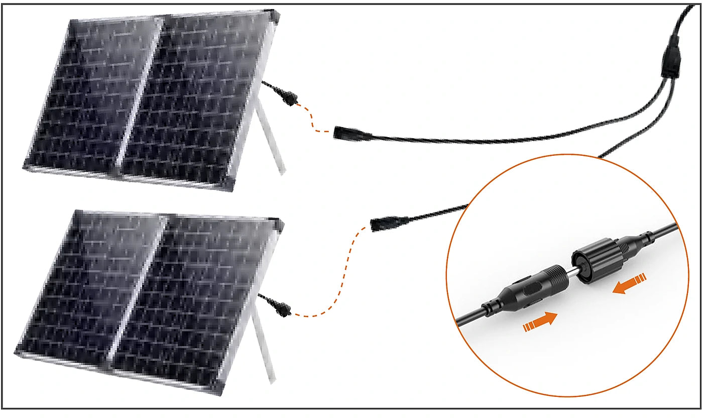 connect solar power waterfall pump panels y cable