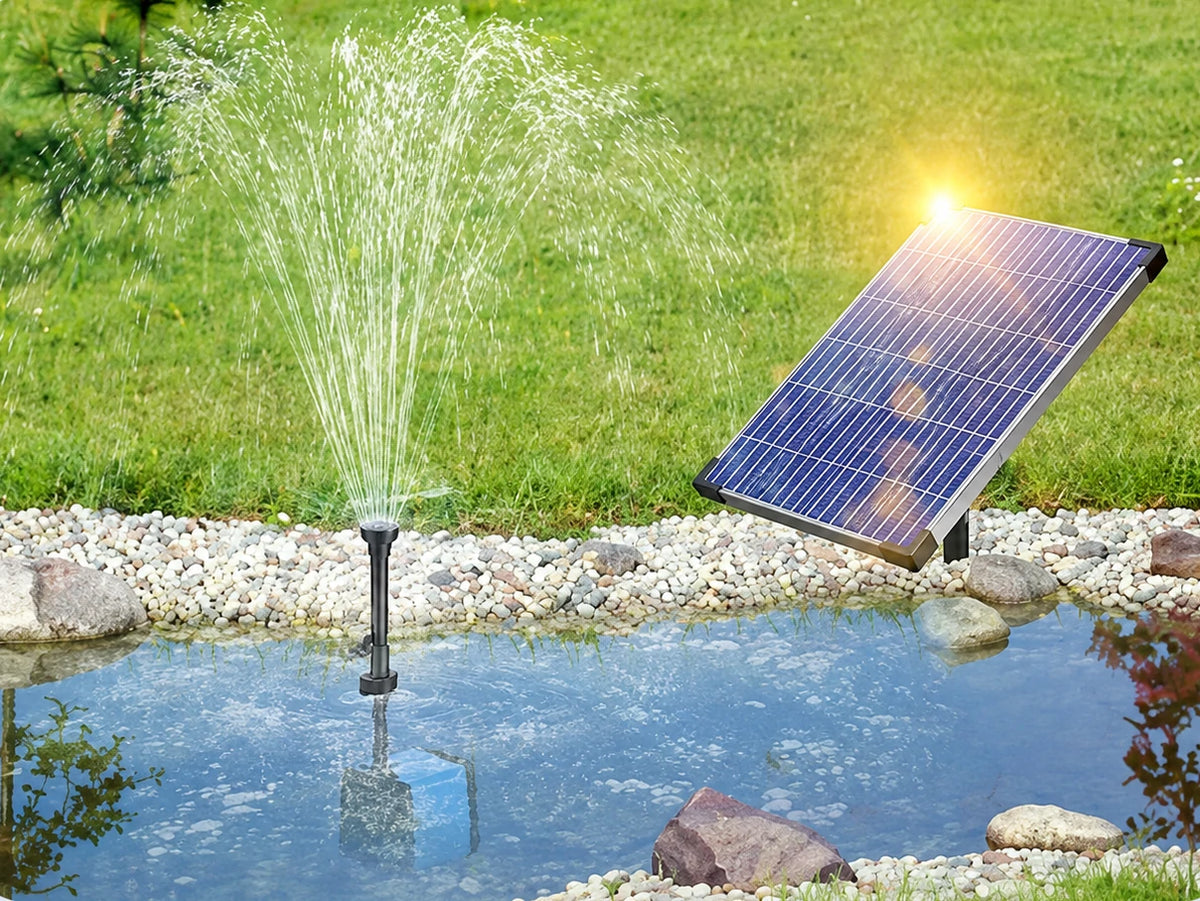 connect solar powered water pump for small fountain