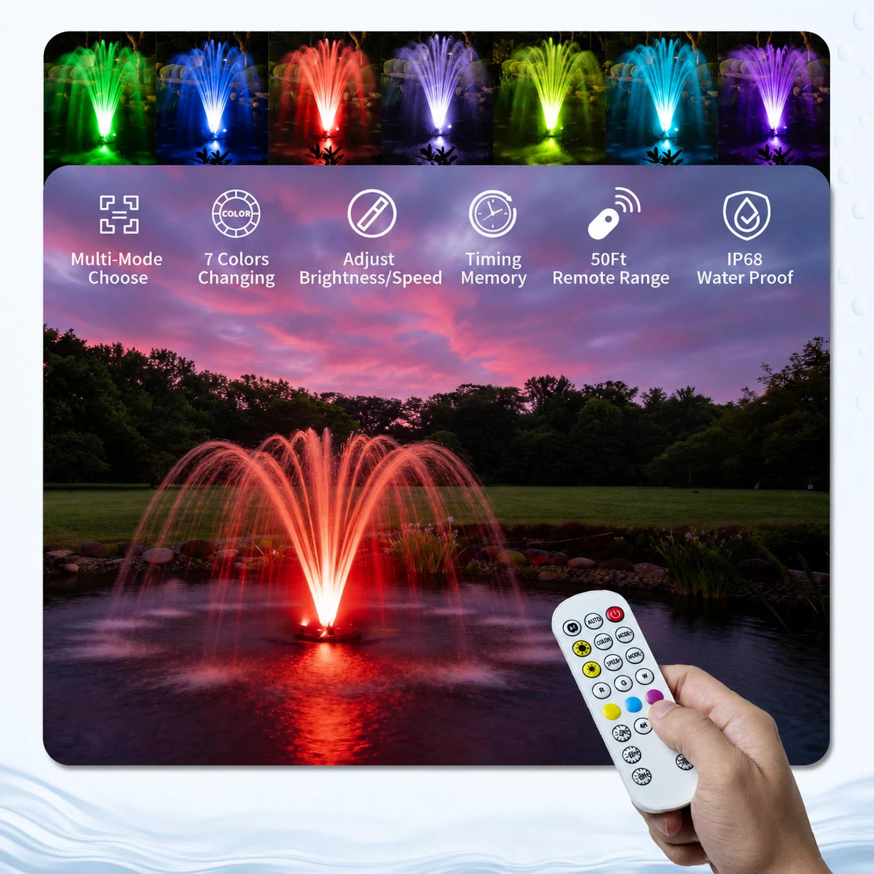 floating fountain lights remote control