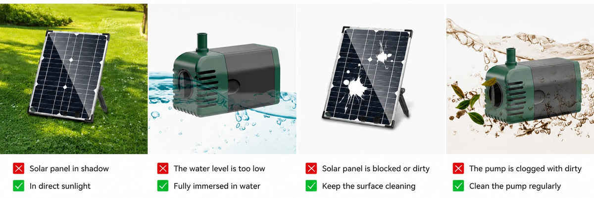 fountain solar pump Trobleshoot