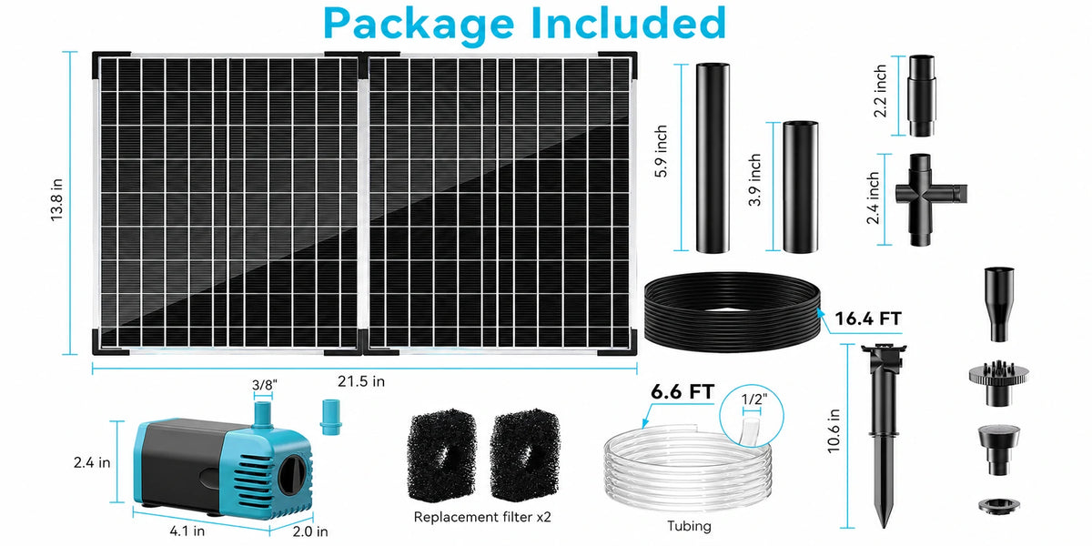 fountain with solar powered pump package
