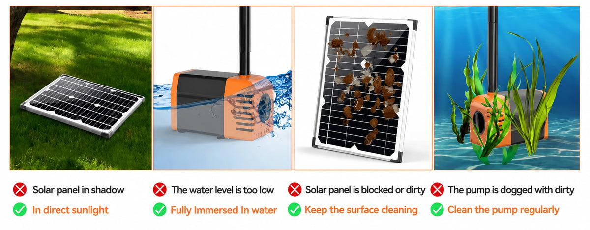 fountain with solar pump troubleshoot