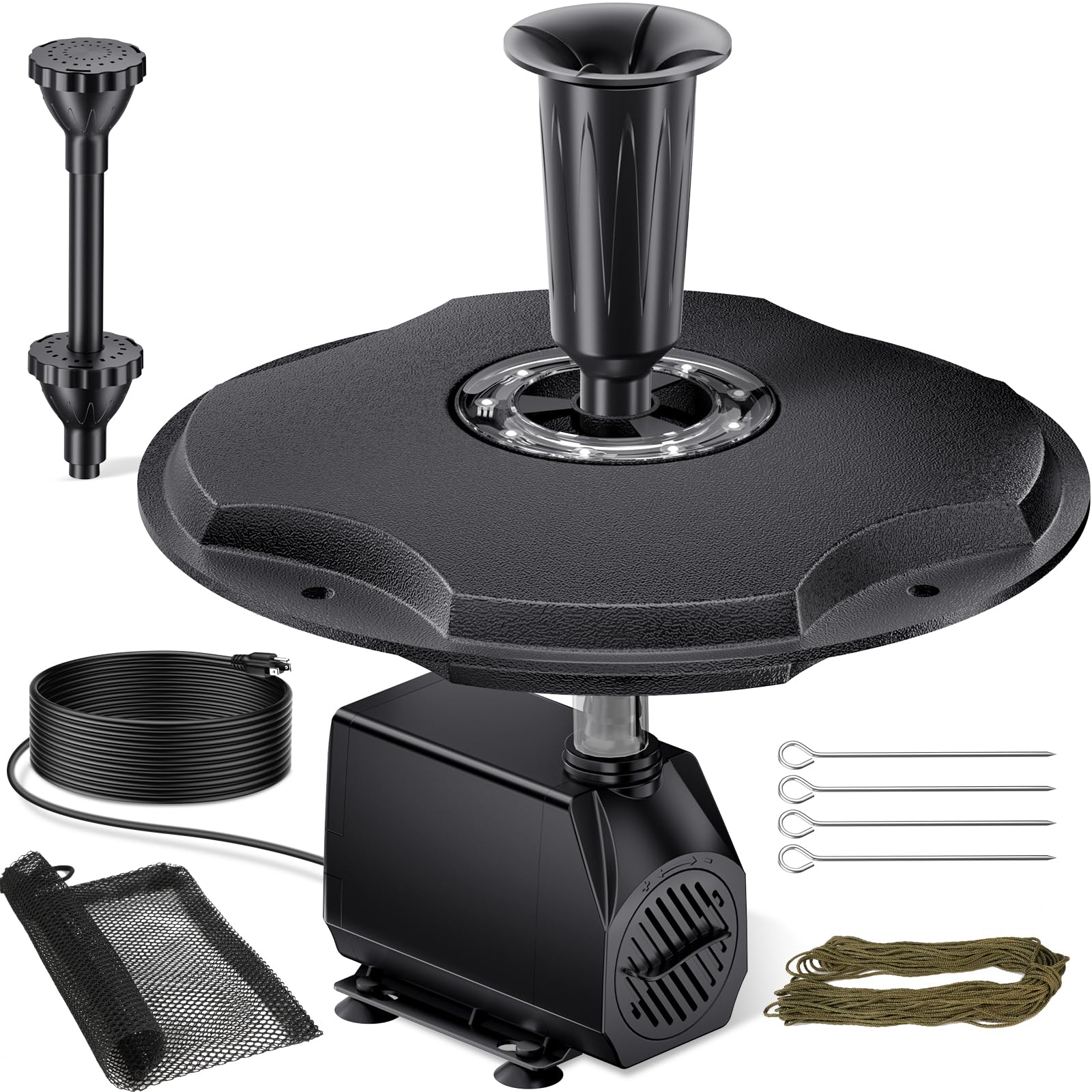 45W 660GPH Floating Fountain with LED Light