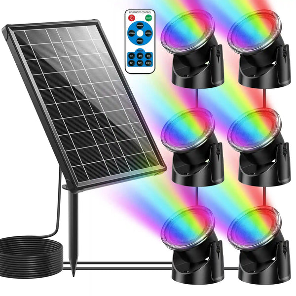 8W Colored Solar Underwater Lights with 6 Heads