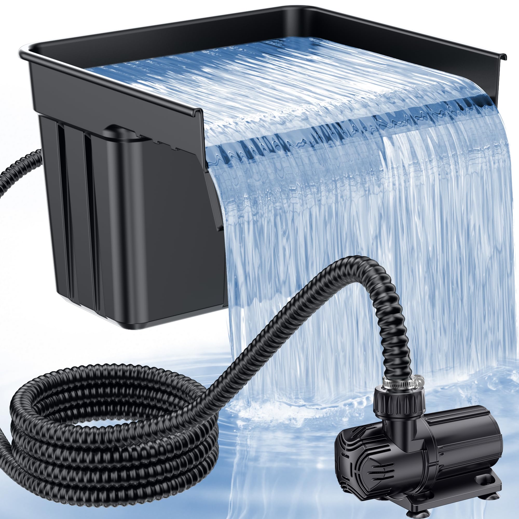 42W 1200GPH Electric Waterfall Pump Kit with 17.7"x11" Spillway