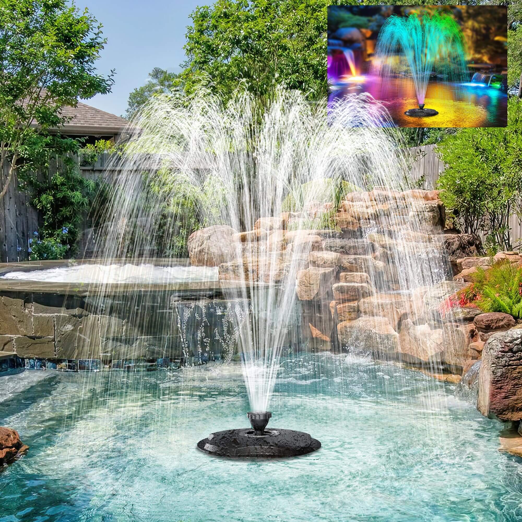45W 660GPH Floating Fountain with LED Light