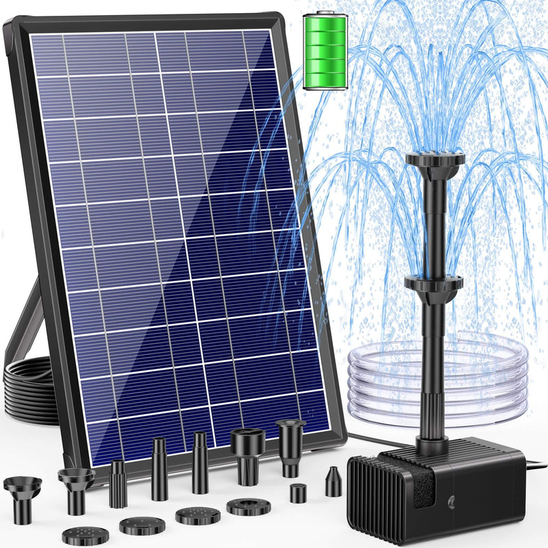 POPOSOAP 8W 80GPH Solar Birdbath Fountain Pump with Battery product support, user manual, and specifications