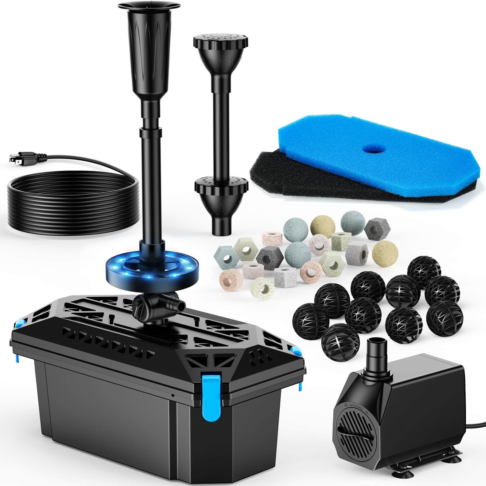 P2326D 40W 660GPH AC Pond Filter Fountain with Light