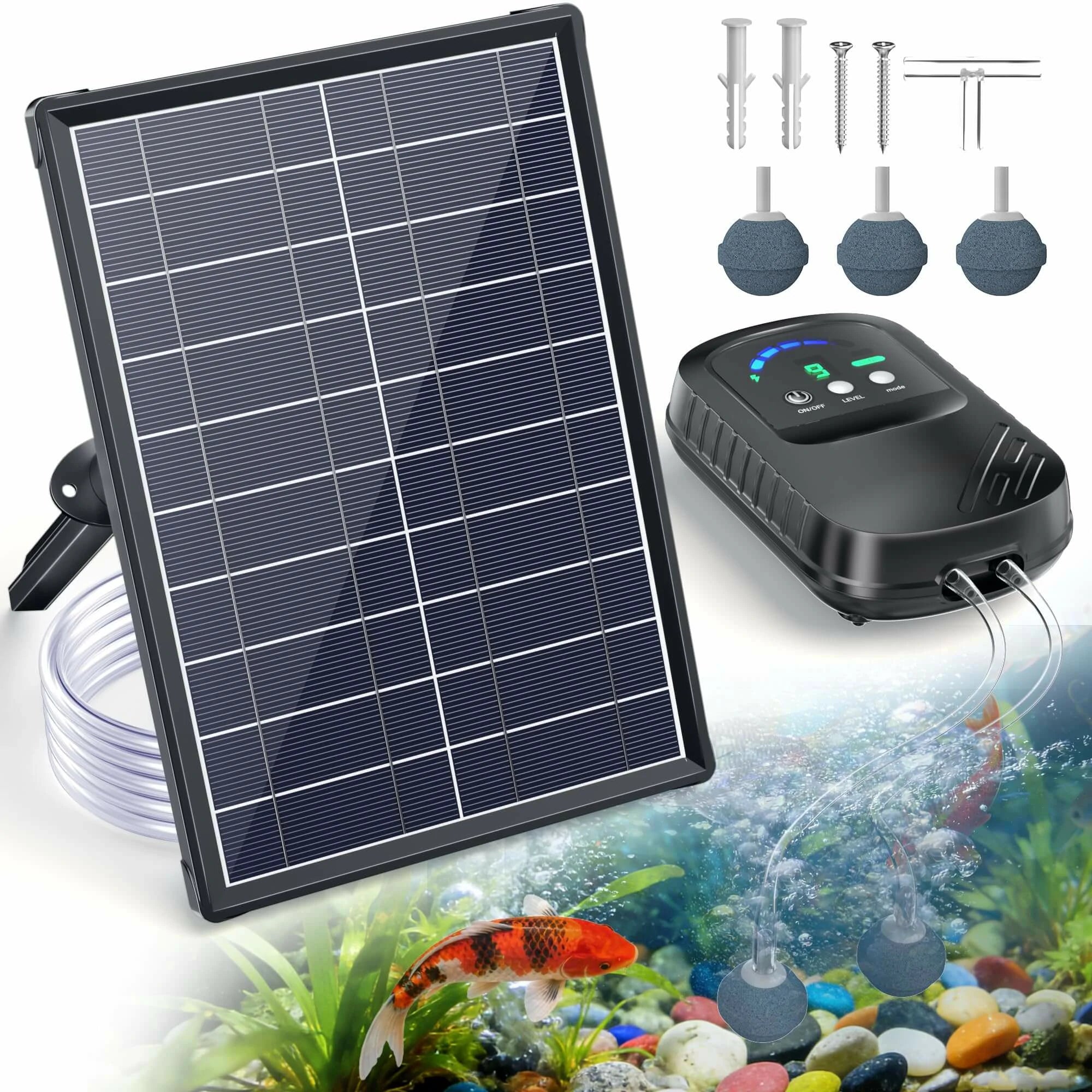 8W Solar Pond Aerator With 4400mAh Battery