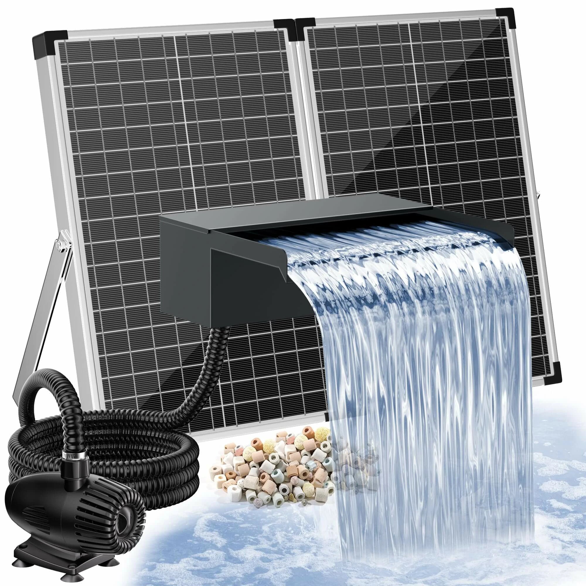 70W Solar Pond Waterfall Spillway with Fountain Pump