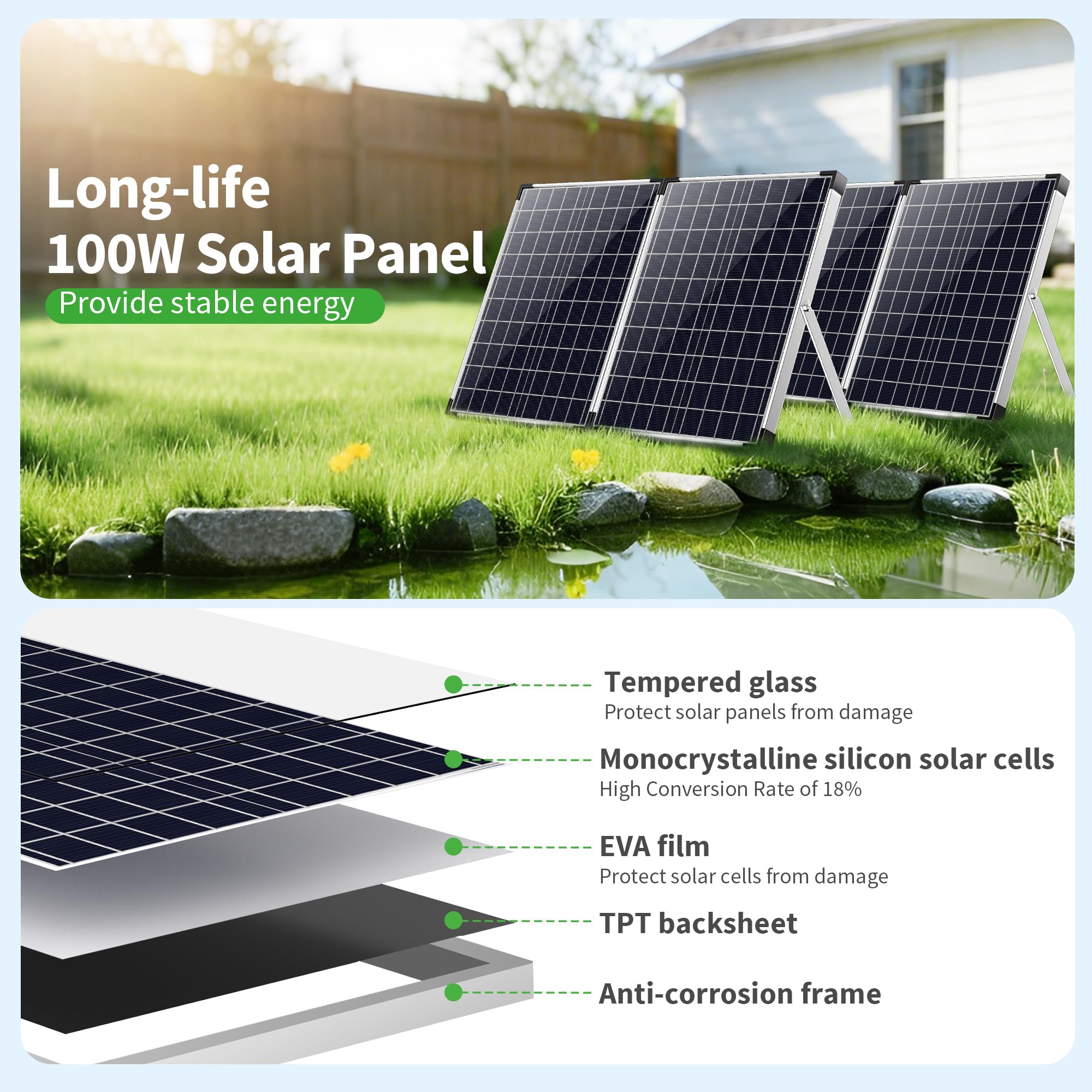 100W 1200GPH Solar Water Fountain Pump