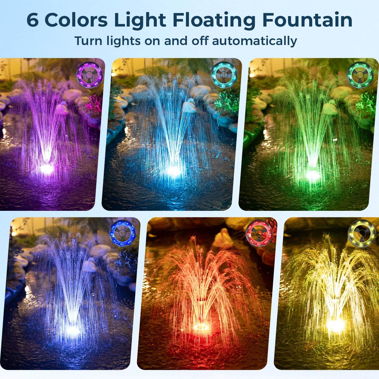 45W 660GPH Floating Fountain with LED Light