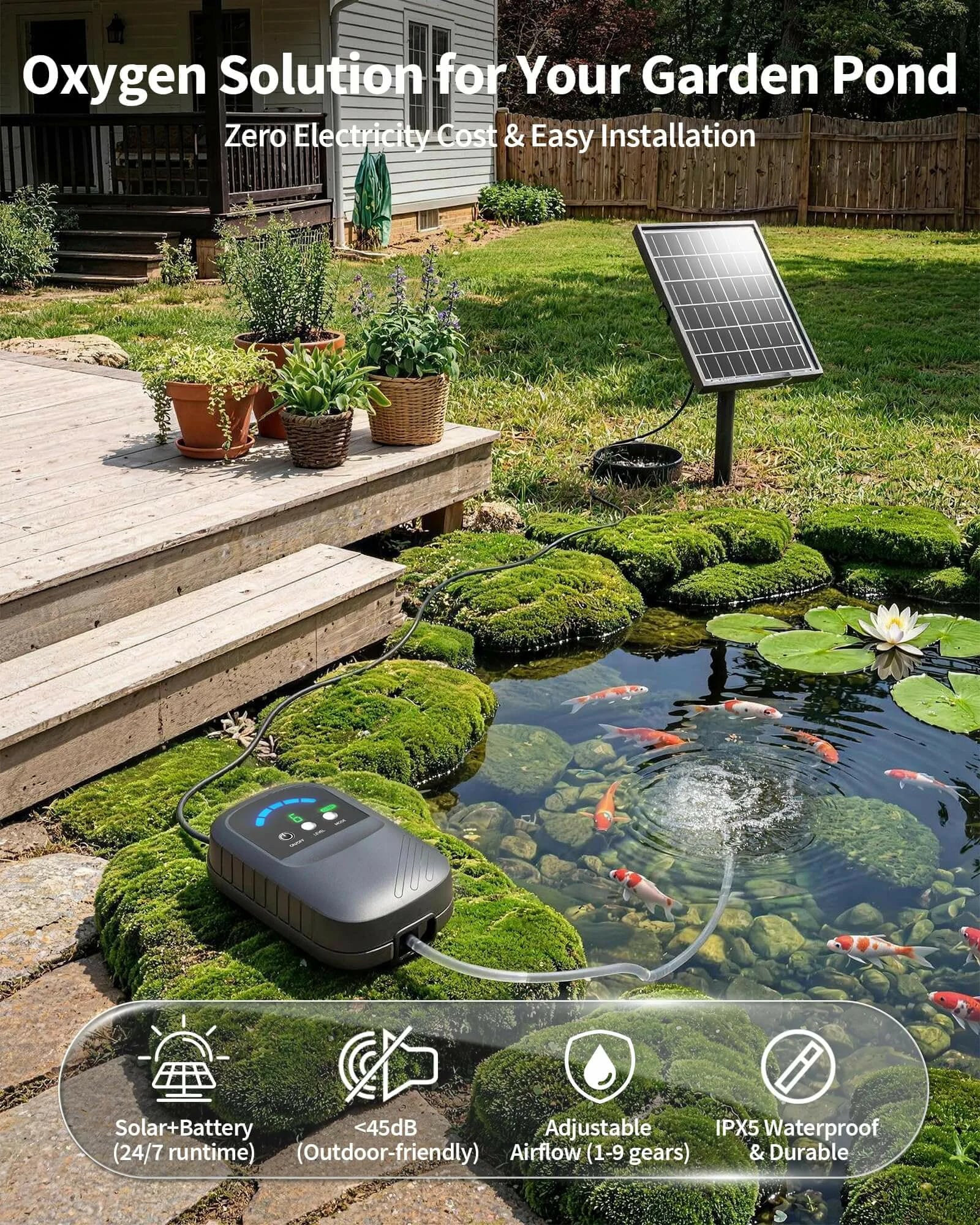 8W Solar Pond Aerator With 4400mAh Battery